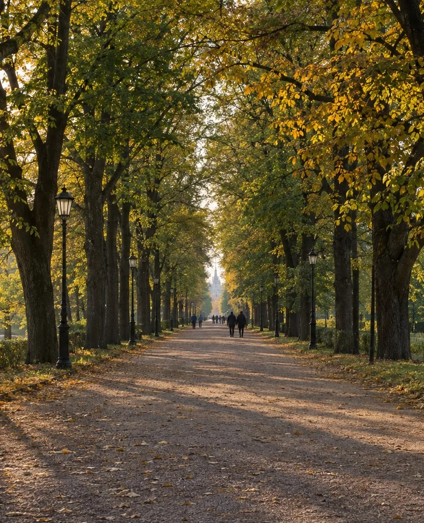 Лучевая просека парка Сокольники осенью
